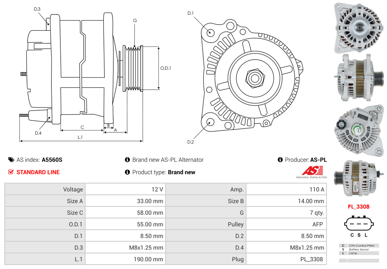 AS-PL Dynamo / Alternator A5560S