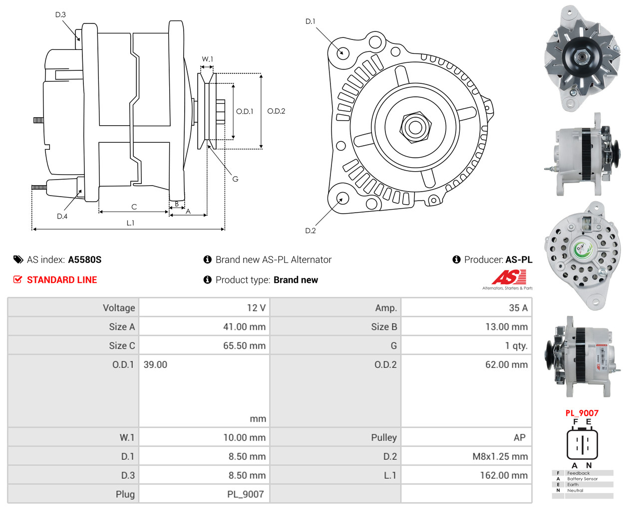 AS-PL Dynamo / Alternator A5580S
