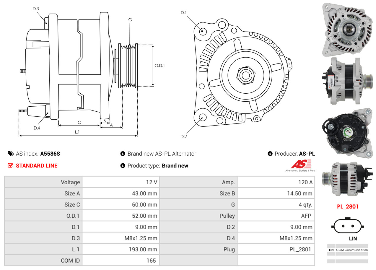 AS-PL Dynamo / Alternator A5586S