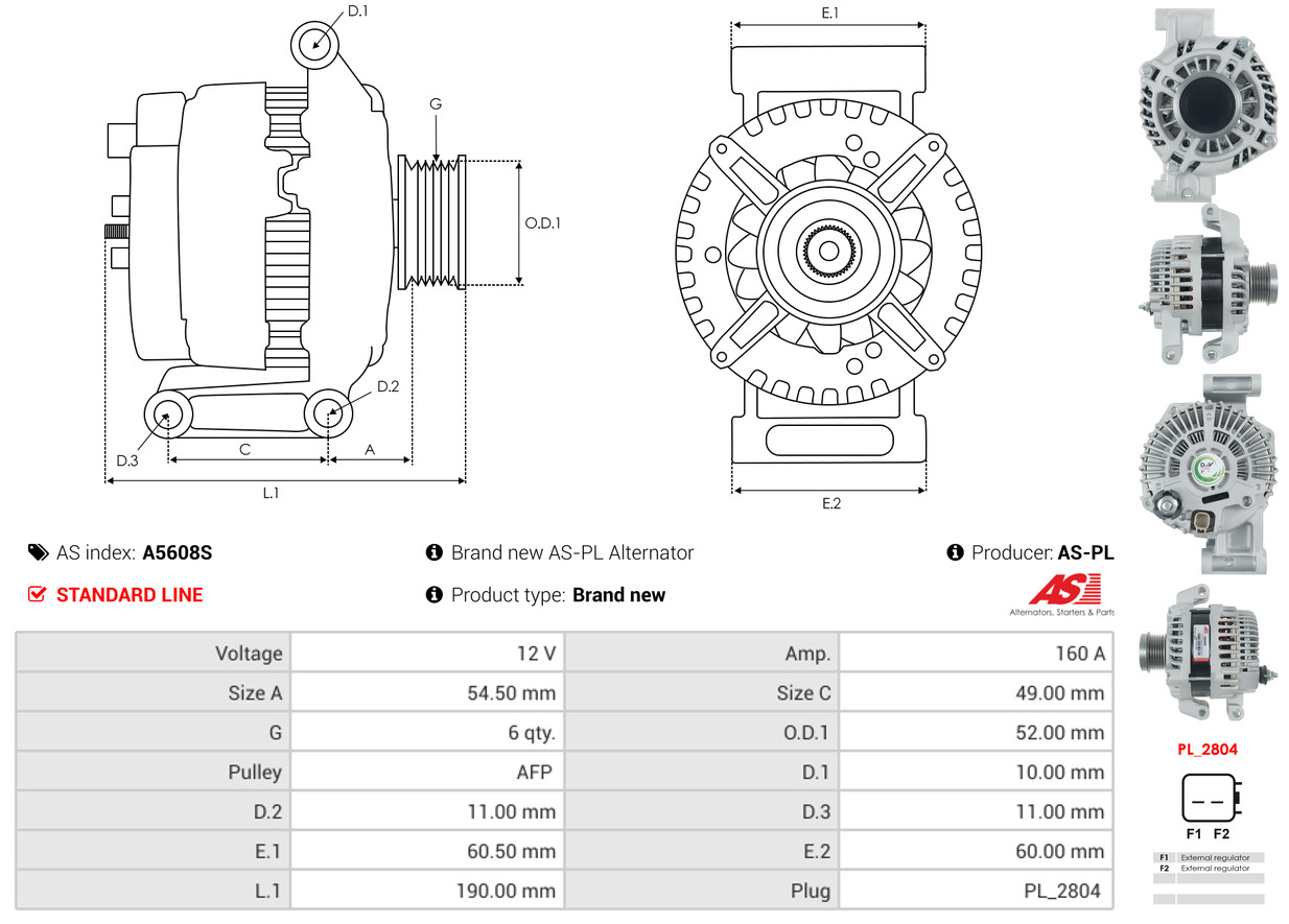 AS-PL Dynamo / Alternator A5608S