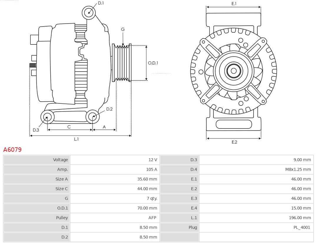 AS-PL Alternator/Dynamo A6079