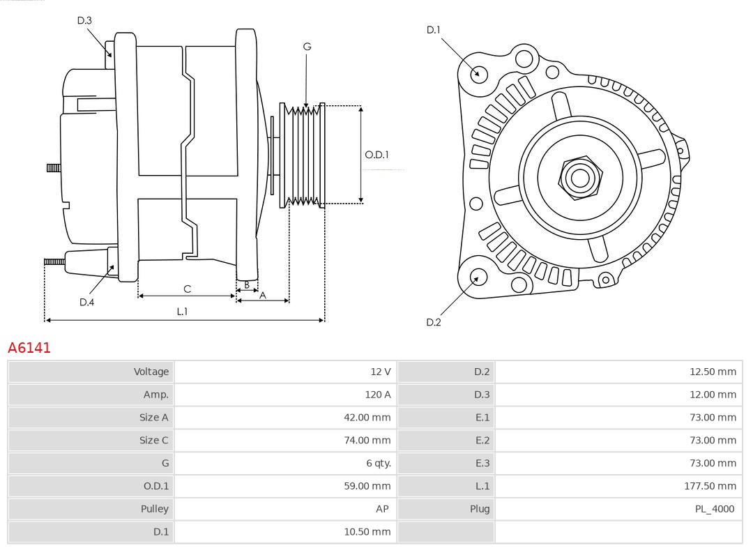 AS-PL Alternator/Dynamo A6141