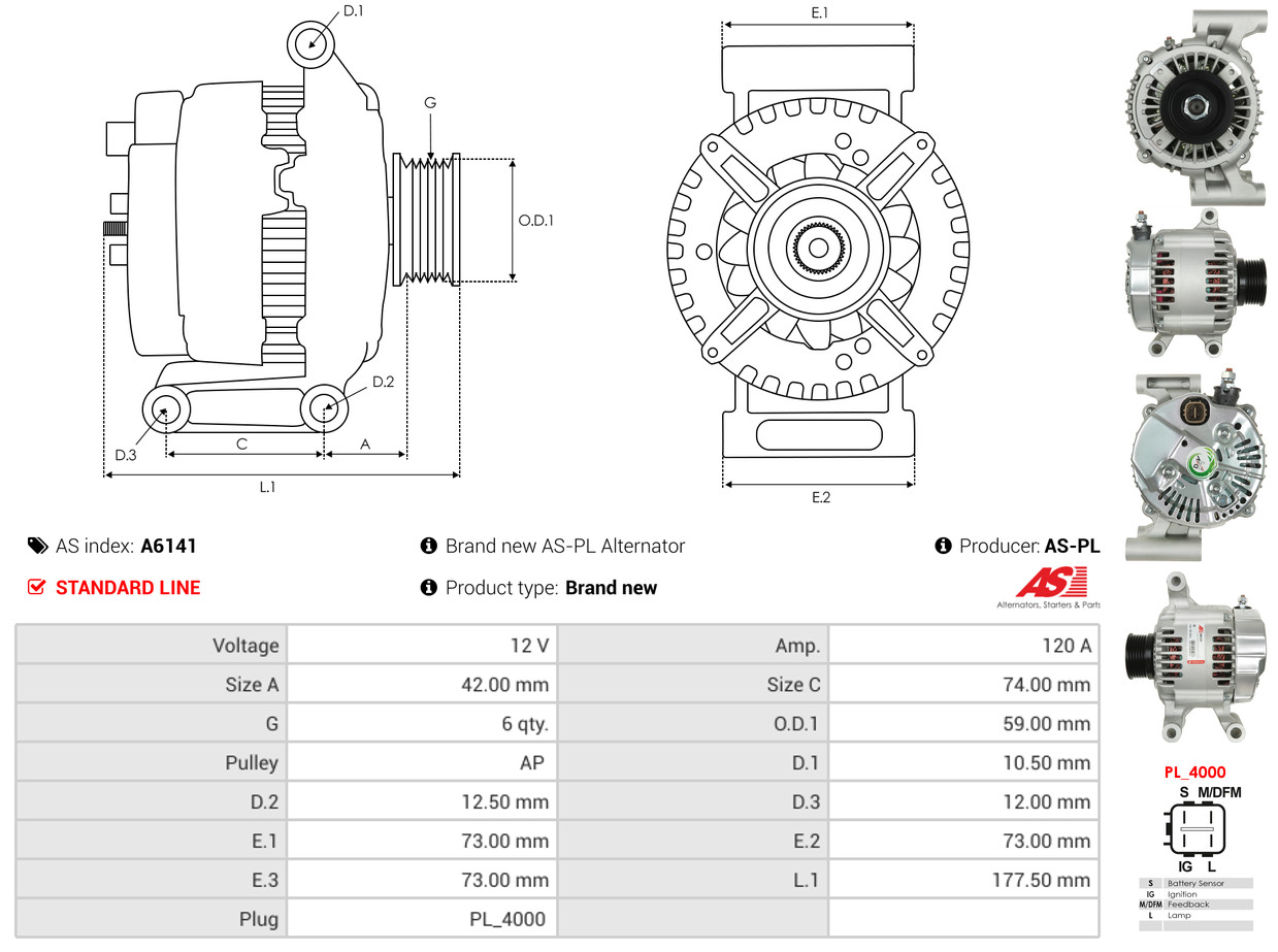 AS-PL Alternator/Dynamo A6141