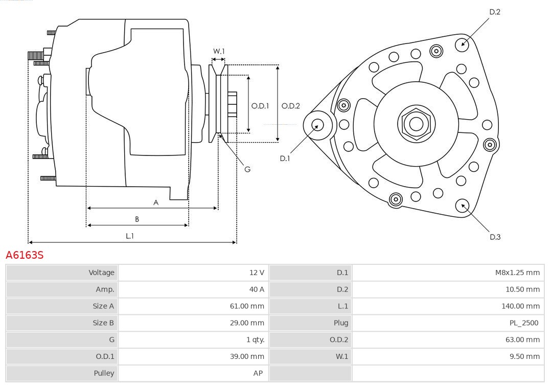 AS-PL Alternator/Dynamo A6163S