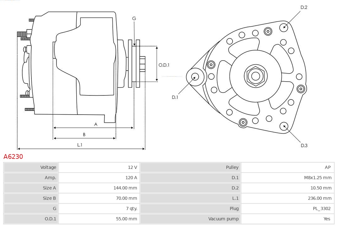 AS-PL Alternator/Dynamo A6230