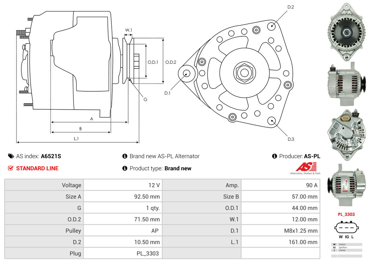 AS-PL Alternator/Dynamo A6521S