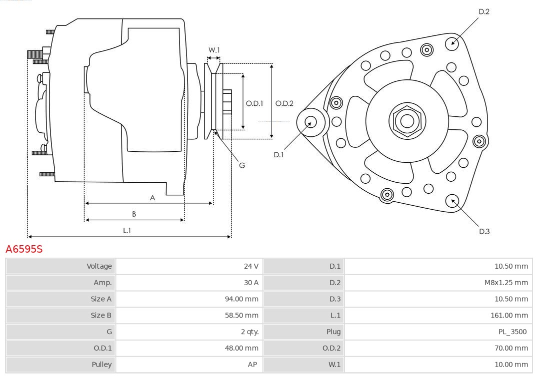 AS-PL Alternator/Dynamo A6595S