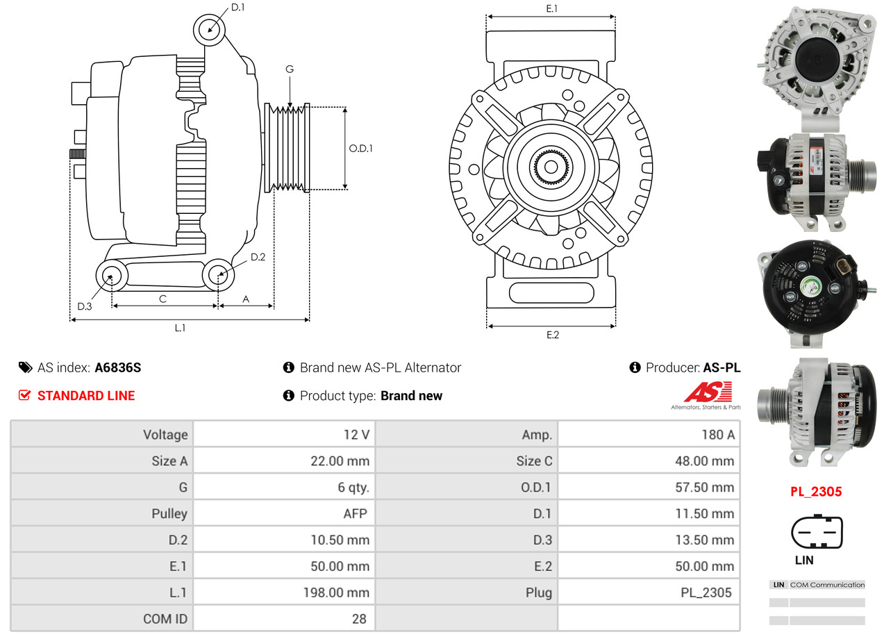 AS-PL Dynamo / Alternator A6836S
