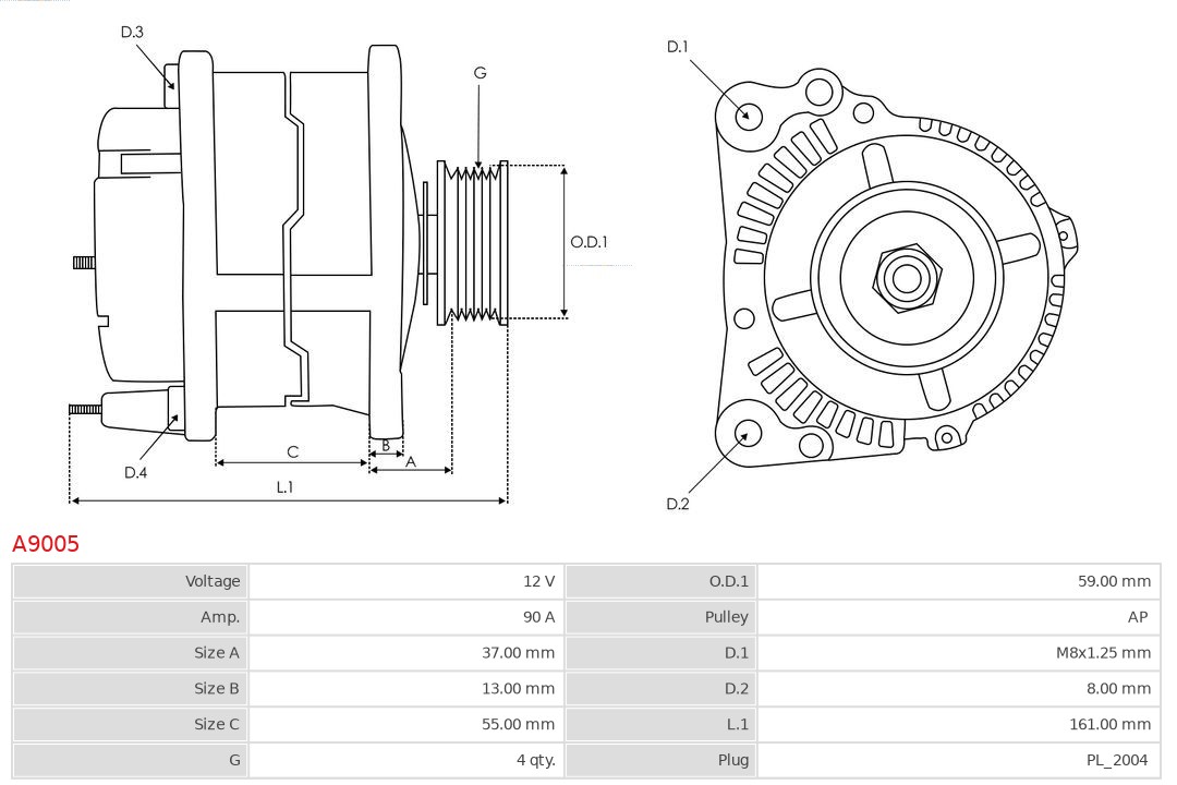 AS-PL Alternator/Dynamo A9005