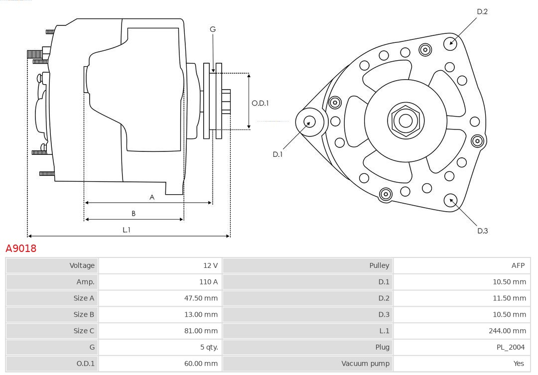 AS-PL Alternator/Dynamo A9018