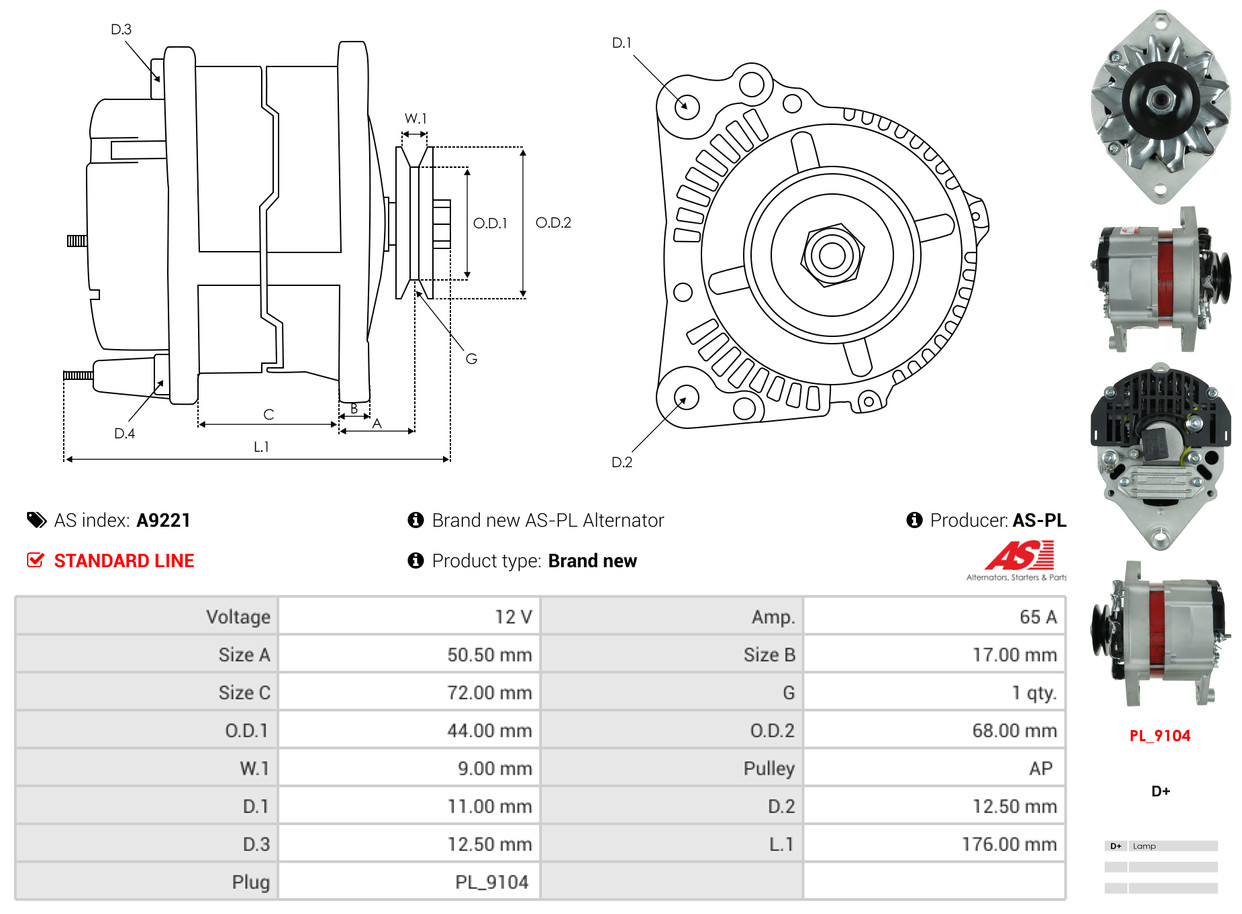 AS-PL Alternator/Dynamo A9221