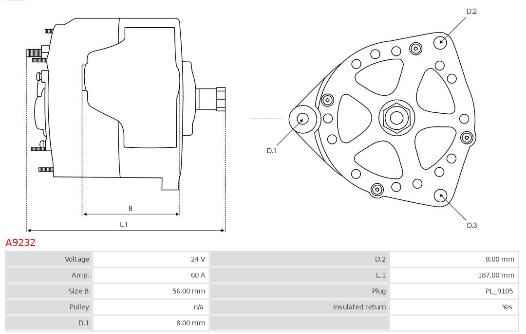 AS-PL Alternator/Dynamo A9232