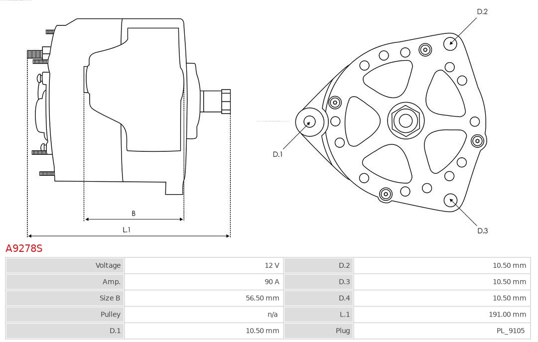 AS-PL Alternator/Dynamo A9278S