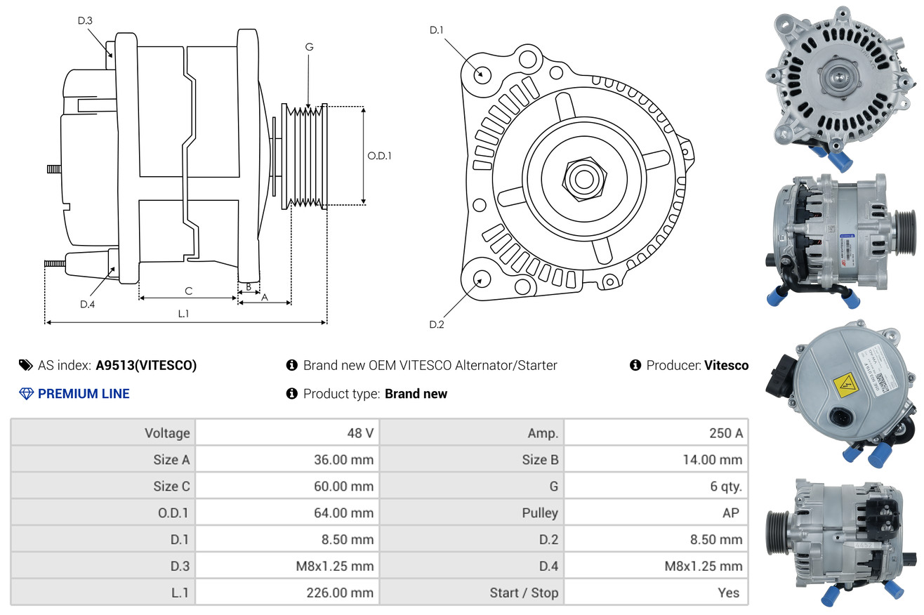 AS-PL Dynamo / Alternator A9513(VITESCO)