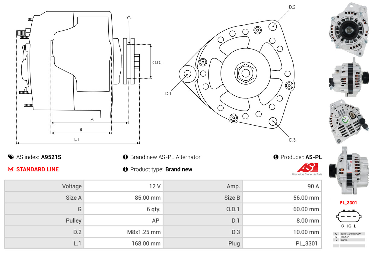 AS-PL Dynamo / Alternator A9521S