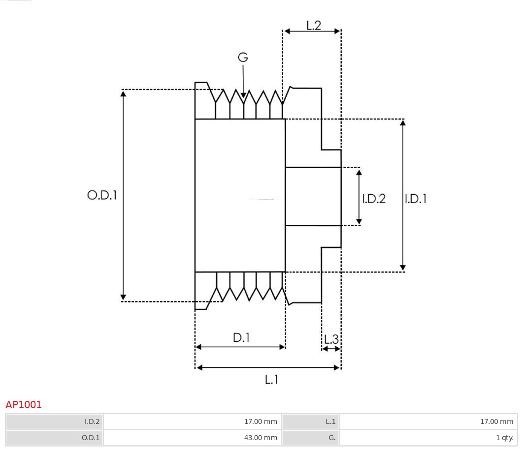 AS-PL Dynamo poelie (Riemschijf) AP1001