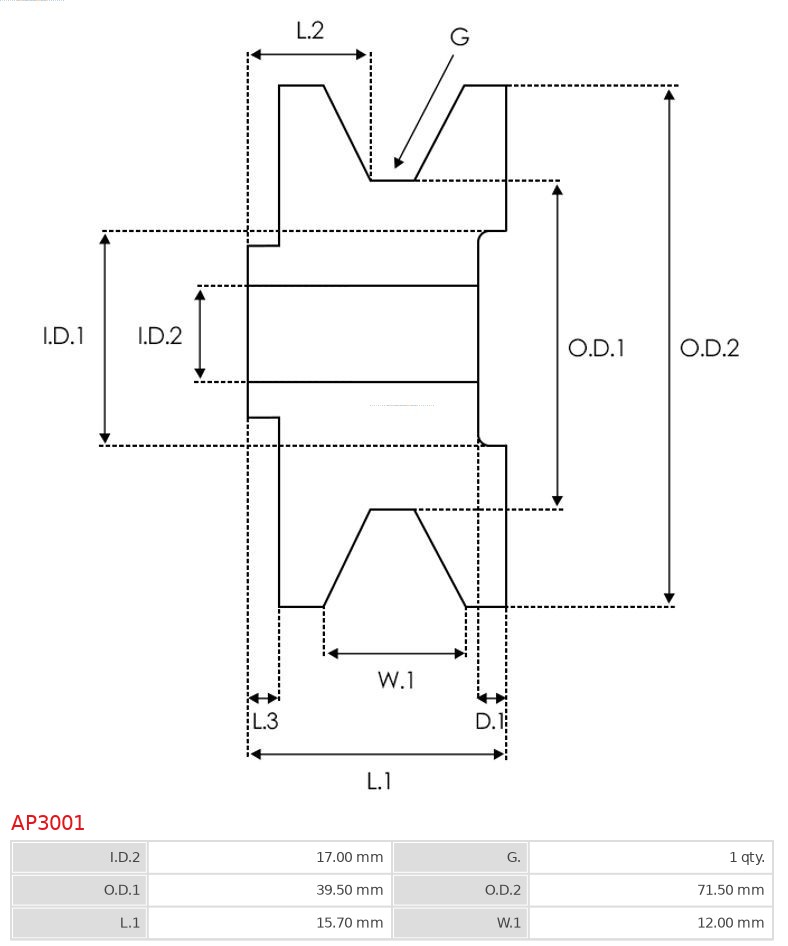 AS-PL Dynamo poelie (Riemschijf) AP3001