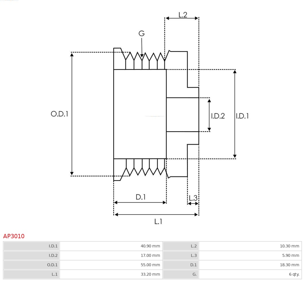 AS-PL Dynamo poelie (Riemschijf) AP3010