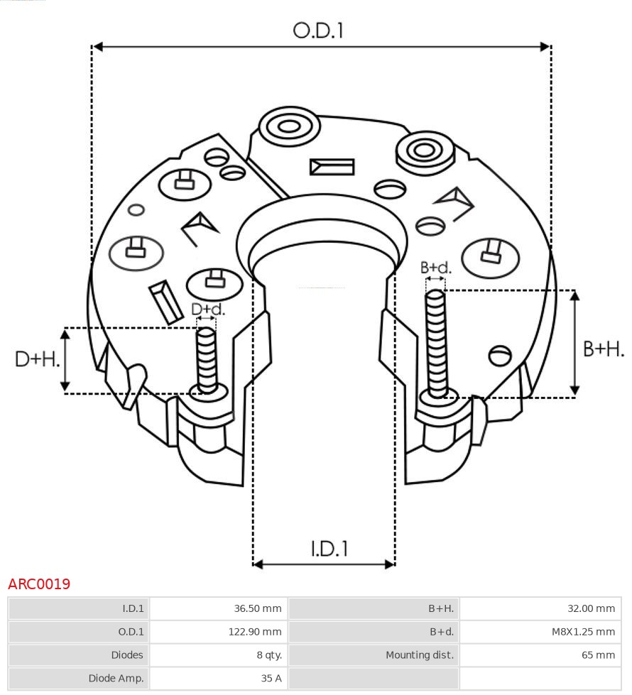 AS-PL Dynamo gelijkrichter (Diodebrug) ARC0019