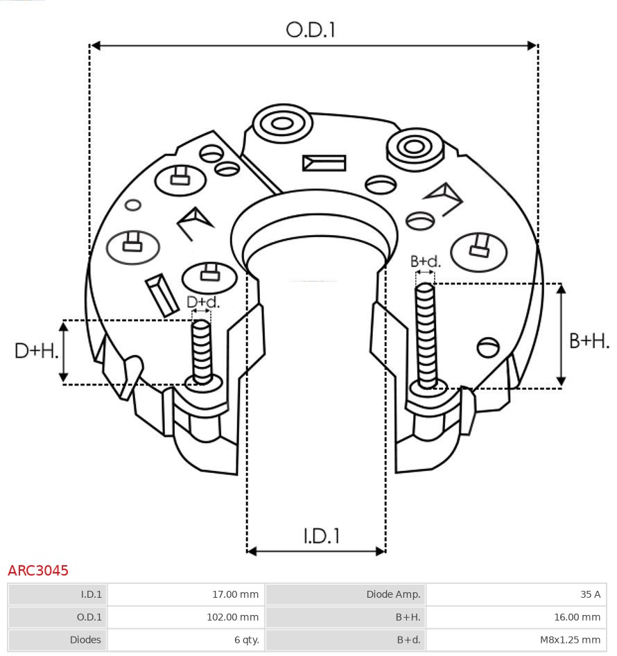 AS-PL Houder, generator - aandrijfflens ARC3045
