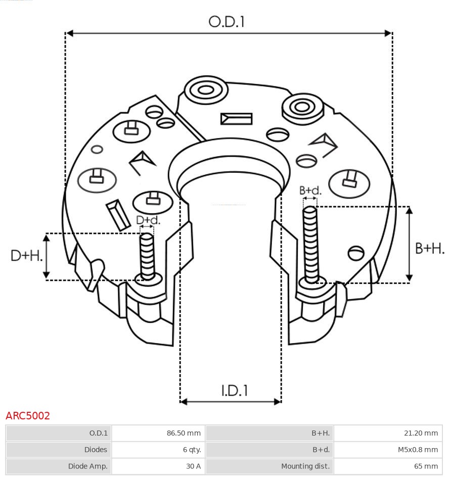 AS-PL Dynamo gelijkrichter (Diodebrug) ARC5002