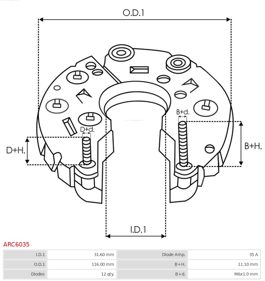 AS-PL Dynamo gelijkrichter (Diodebrug) ARC6035