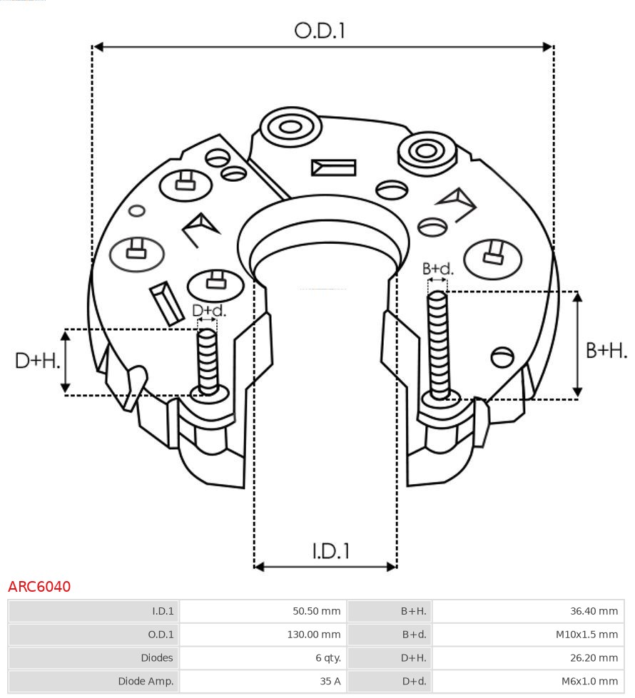 AS-PL Dynamo gelijkrichter (Diodebrug) ARC6040