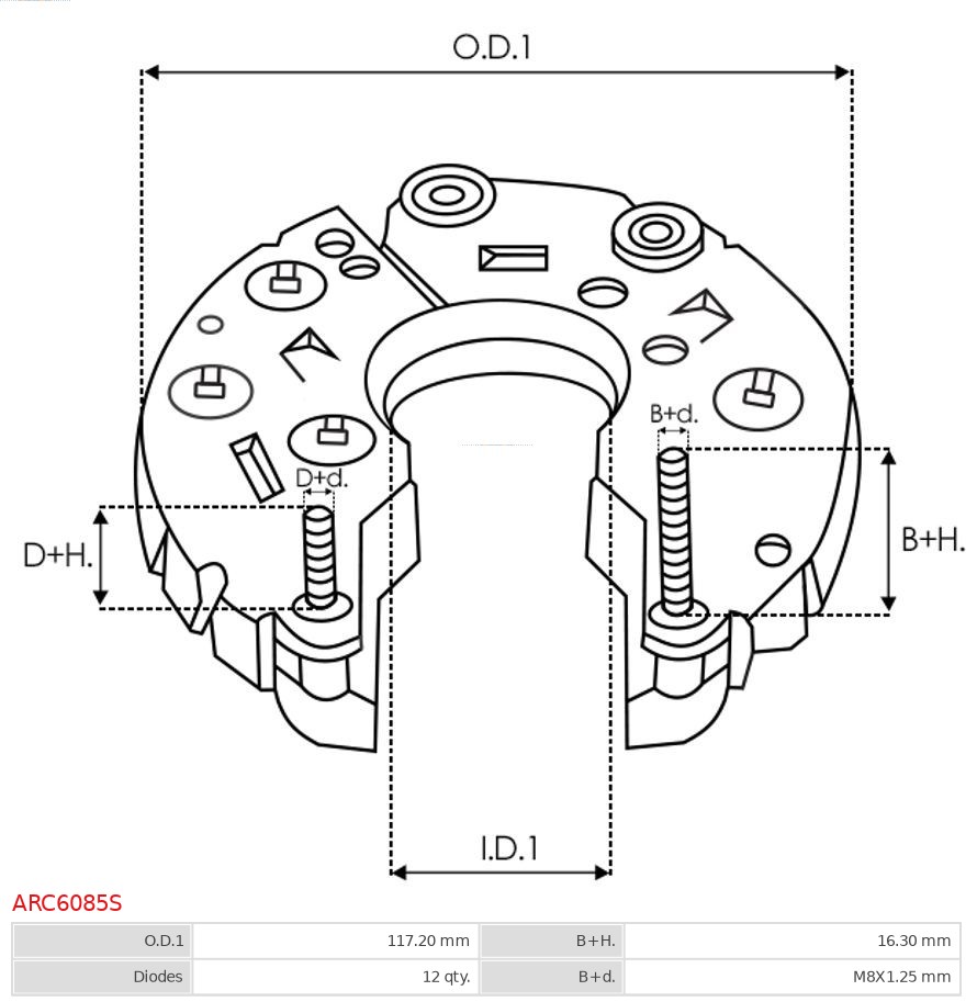 AS-PL Dynamo gelijkrichter (Diodebrug) ARC6085S