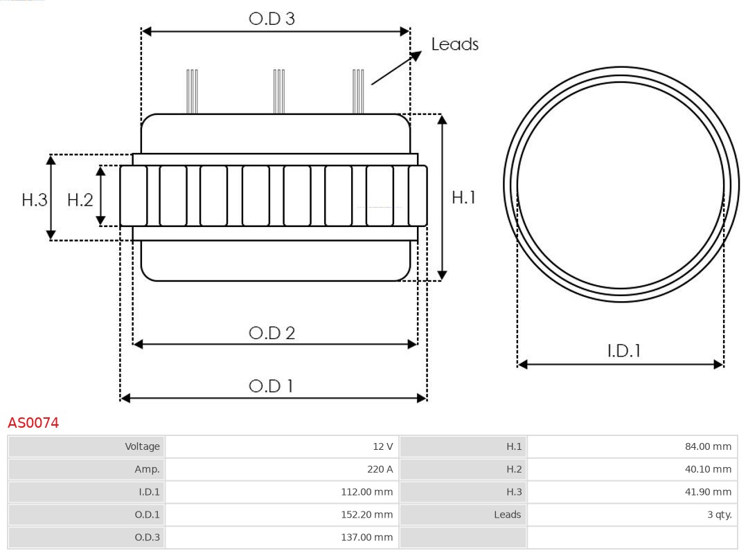 AS-PL Stator, generator AS0074