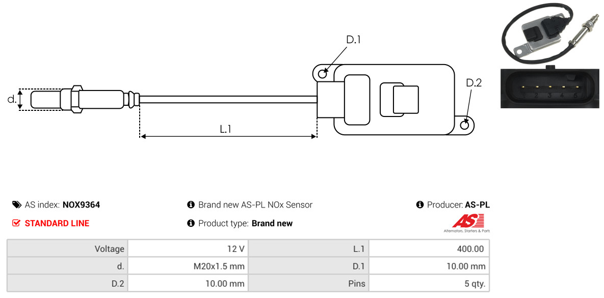 AS-PL NOx-sensor, ureuminspuiting NOX9364