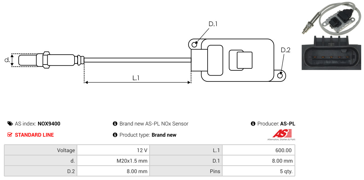 AS-PL NOx-sensor, ureuminspuiting NOX9400