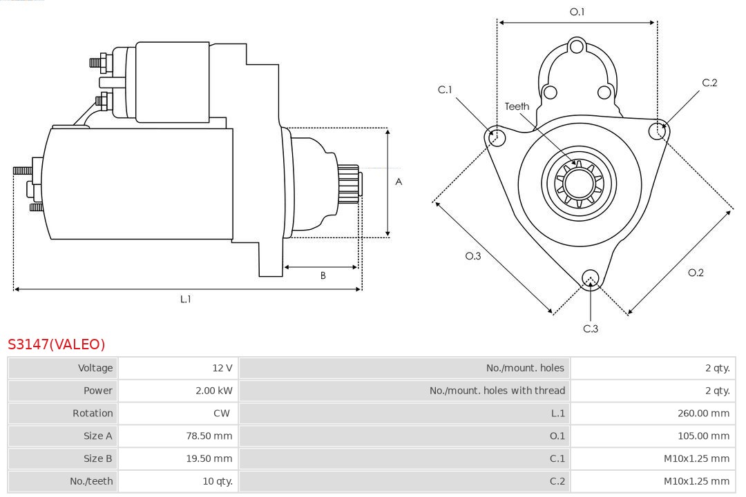 AS-PL Starter S3147(VALEO)