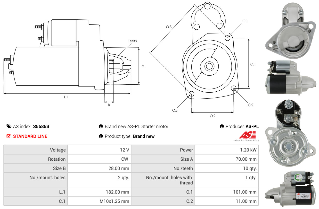 AS-PL Startmotor / Starter S5585S