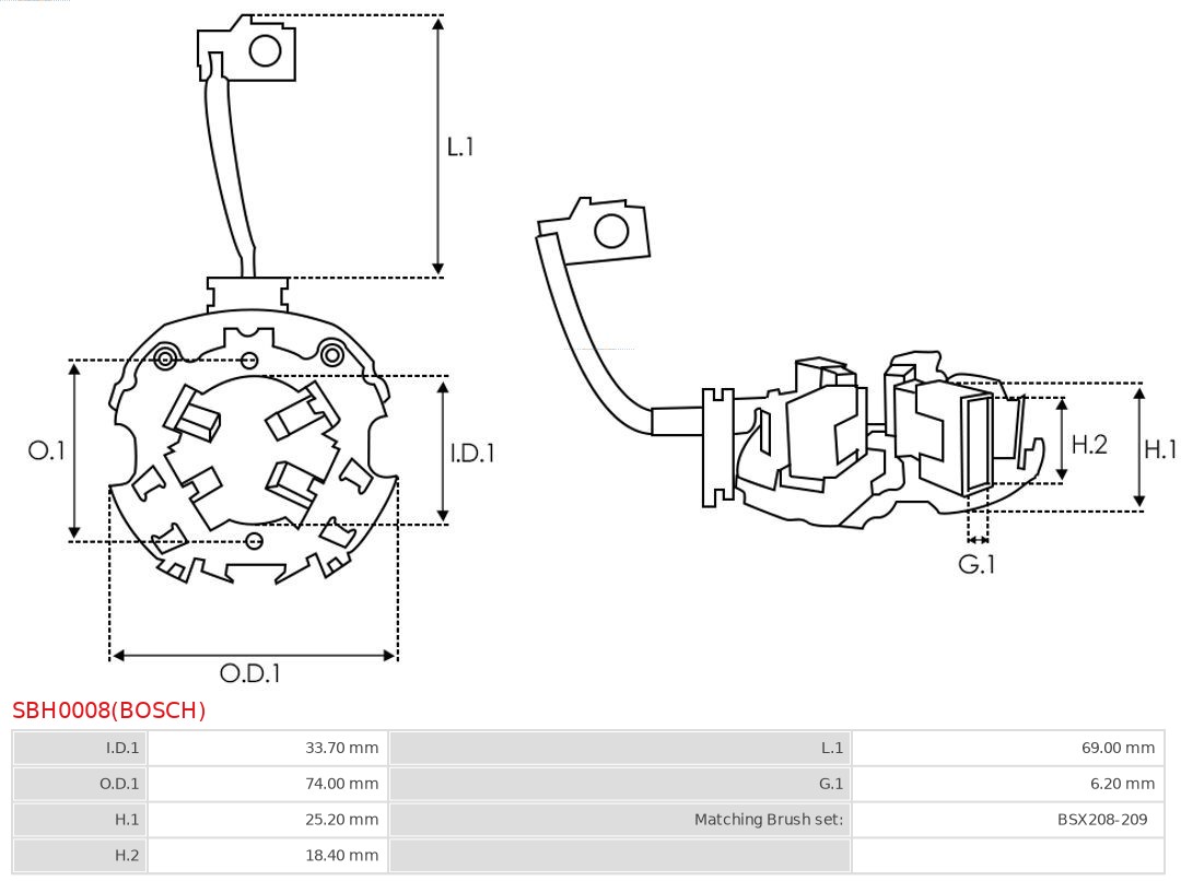 AS-PL Houder, koolborstel SBH0008(BOSCH)