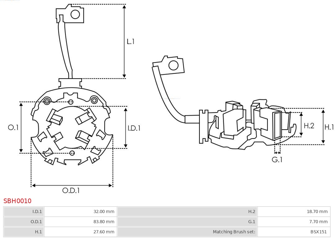 AS-PL Houder, koolborstel SBH0010