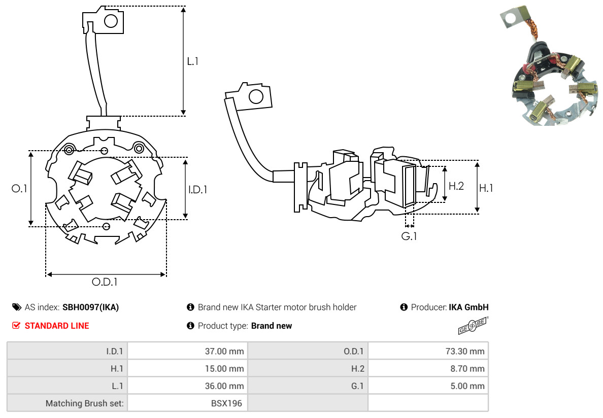 AS-PL Houder, koolborstel SBH0097(IKA)