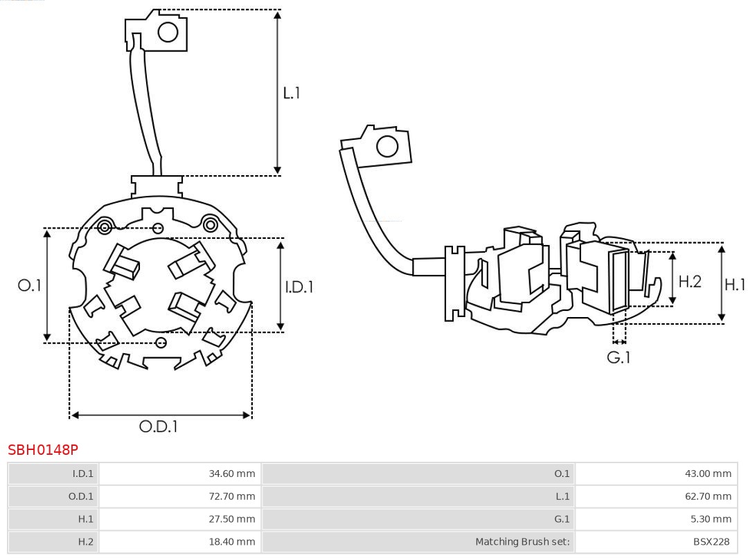 AS-PL Houder, koolborstel SBH0148P