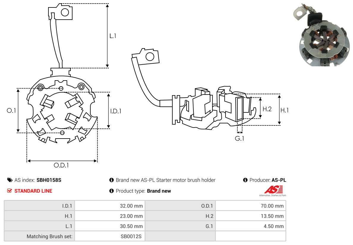 AS-PL Houder, koolborstel SBH0158S