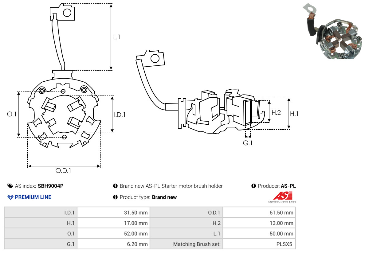 AS-PL Houder, koolborstel SBH9004P