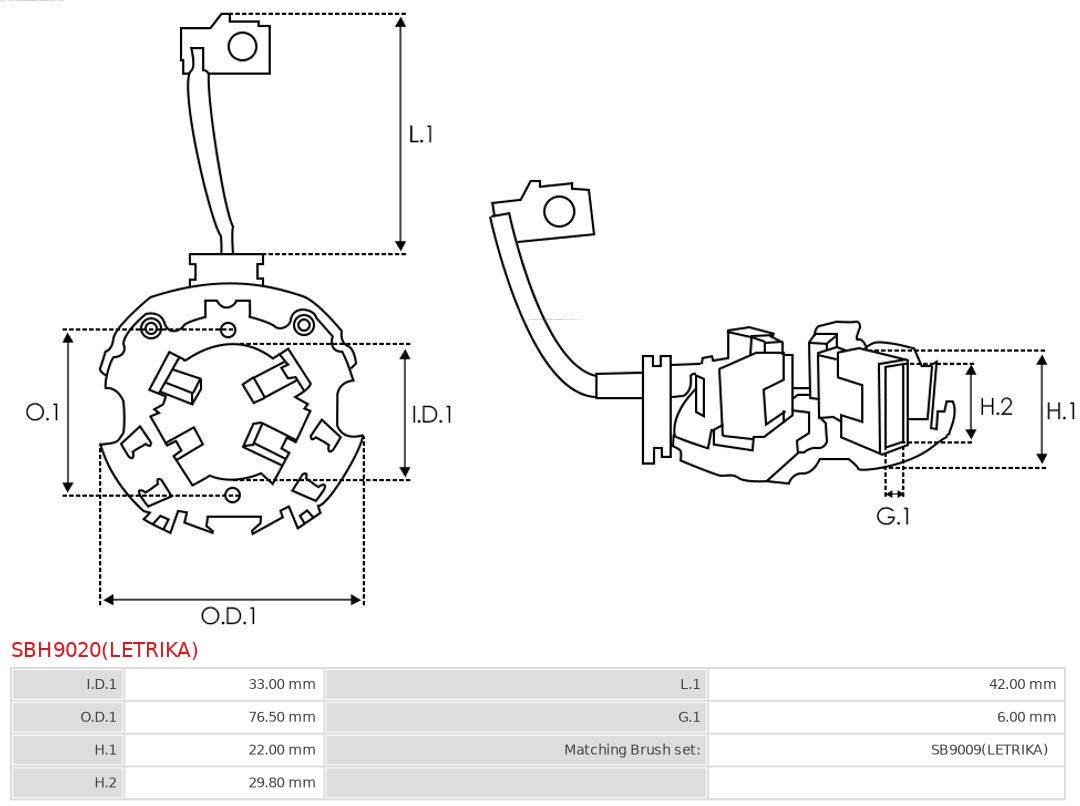 AS-PL Houder, koolborstel SBH9020(LETRIKA)