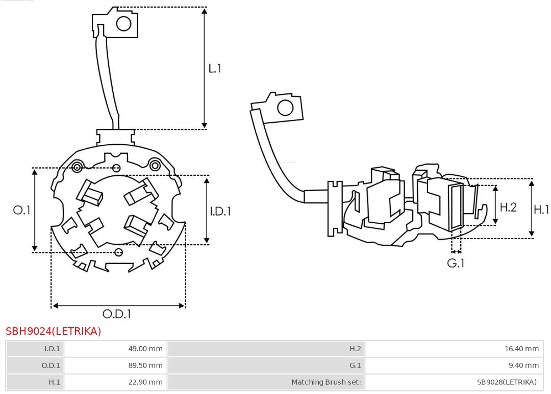 AS-PL Houder, koolborstel SBH9024(LETRIKA)