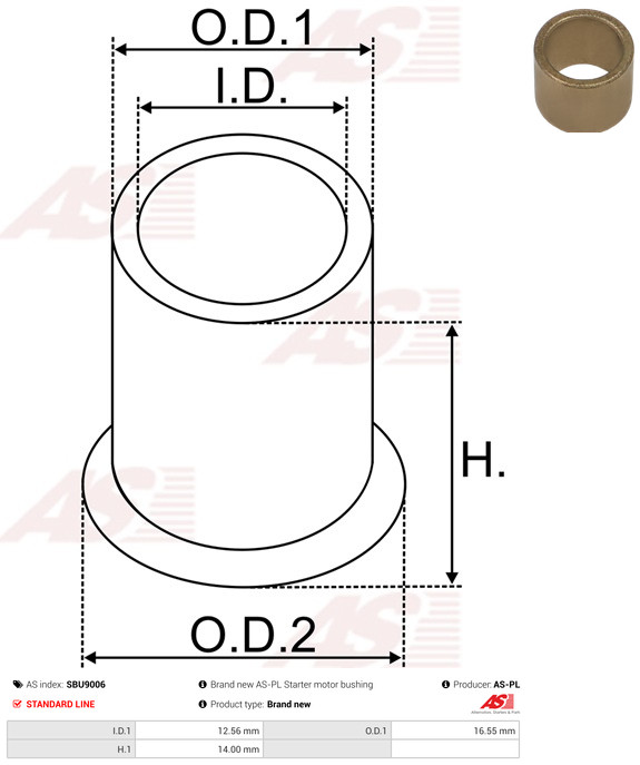 AS-PL Starteras lagerbus SBU9006