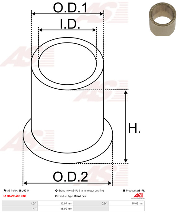 AS-PL Starteras lagerbus SBU9014