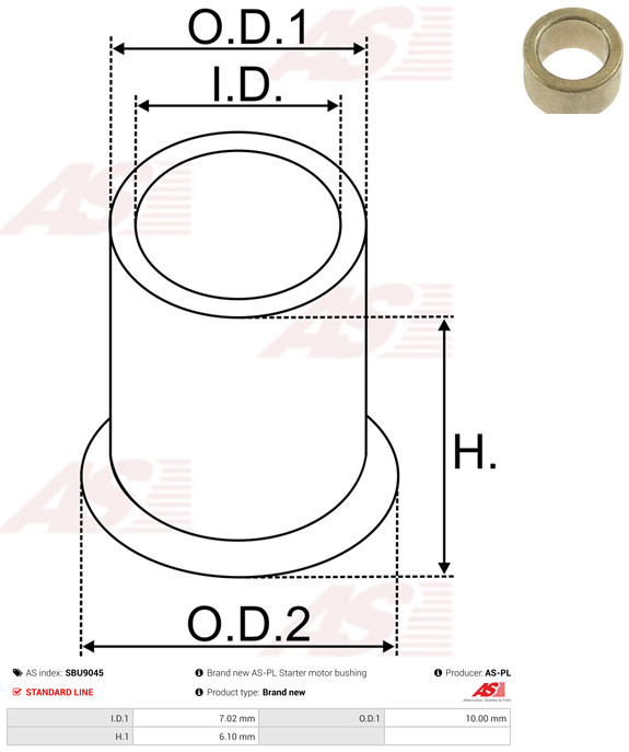 AS-PL Starteras lagerbus SBU9045