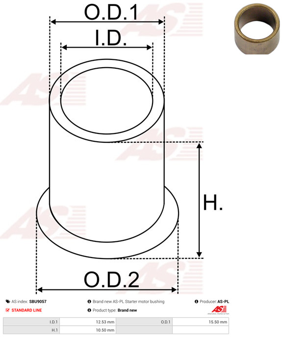 AS-PL Starteras lagerbus SBU9057