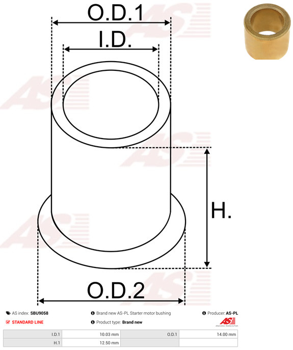 AS-PL Starteras lagerbus SBU9058