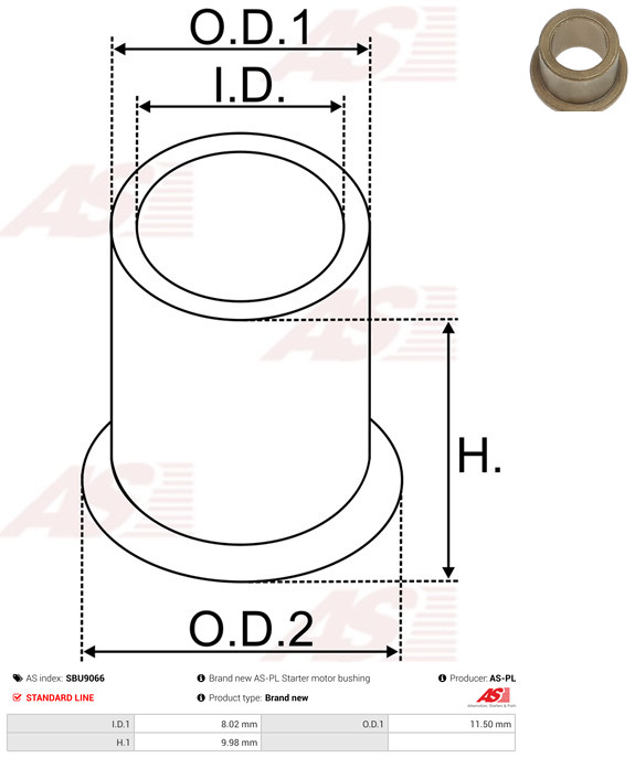 AS-PL Starteras lagerbus SBU9066