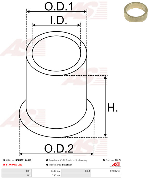 AS-PL Starteras lagerbus SBU9071(BULK)