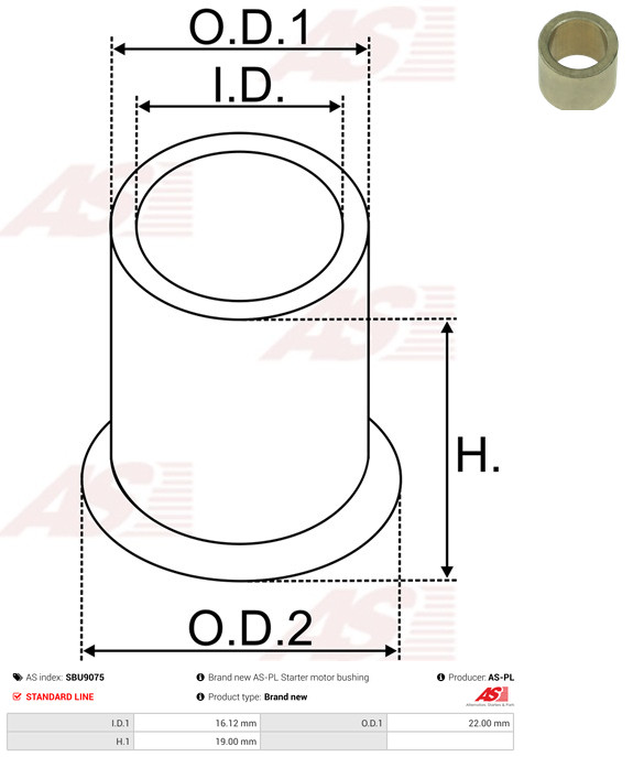 AS-PL Starteras lagerbus SBU9075
