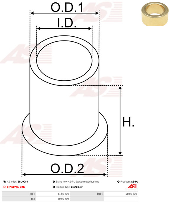 AS-PL Starteras lagerbus SBU9084